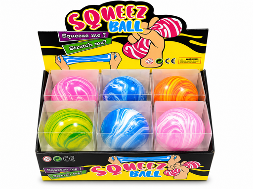 Mixed colour swirl round squishy ball display box