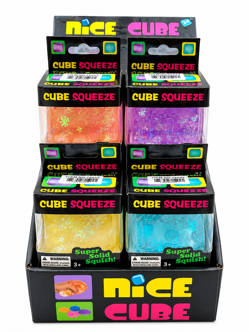 Mixed colour snow style squishy cube display box