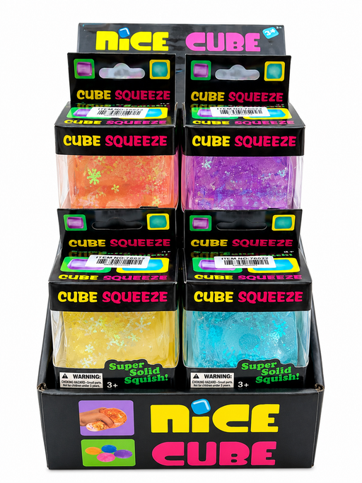 Mixed colour snow style squishy cube display box