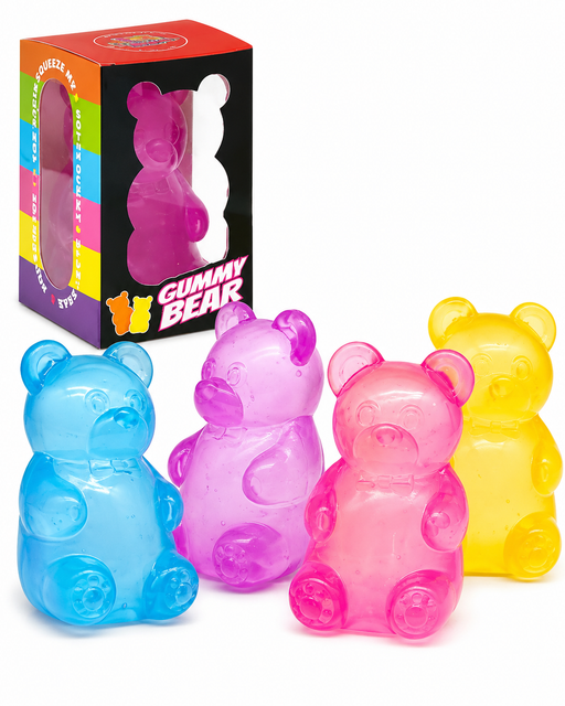 Mixed colour bear shaped squishy toys display box