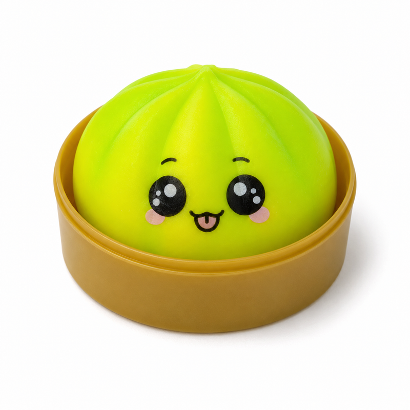 Squish Bun Glitter & Glow With Emoji In Steamer Basket Mixed Colour Displaybox 9cm image 2