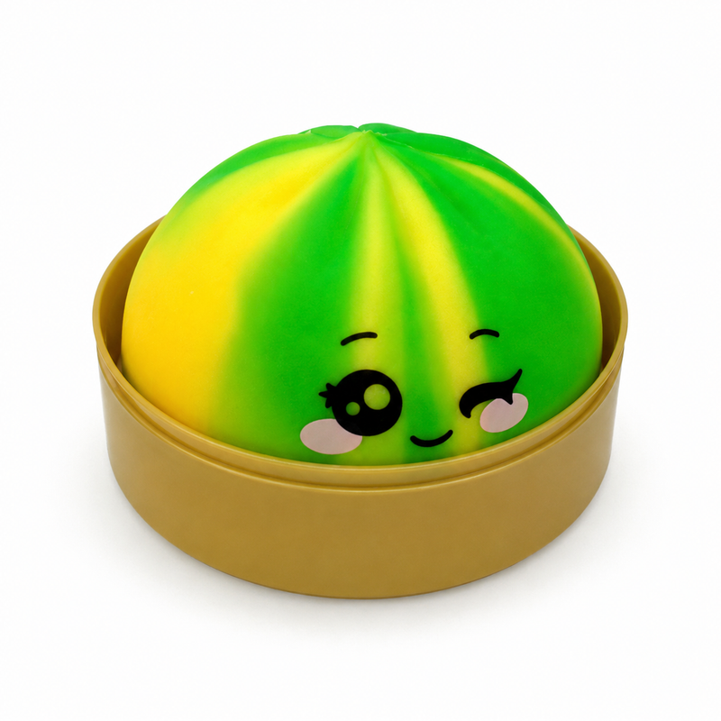 Squish Bun Glitter & Glow With Emoji In Steamer Basket Mixed Colour Displaybox 9cm image 6
