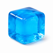Blue transparent ice cube on a white background – thumbnail