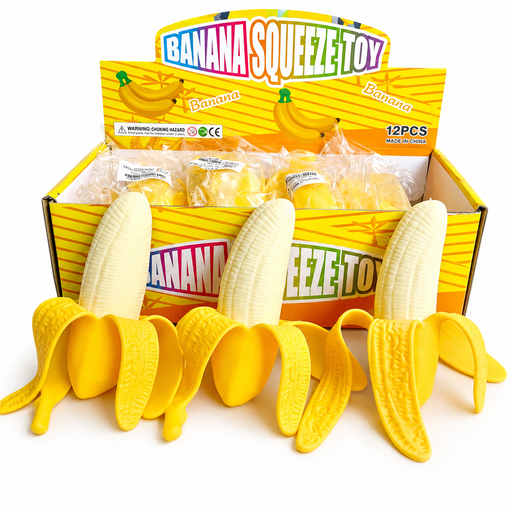 Banana-shaped soft sensory squish toy