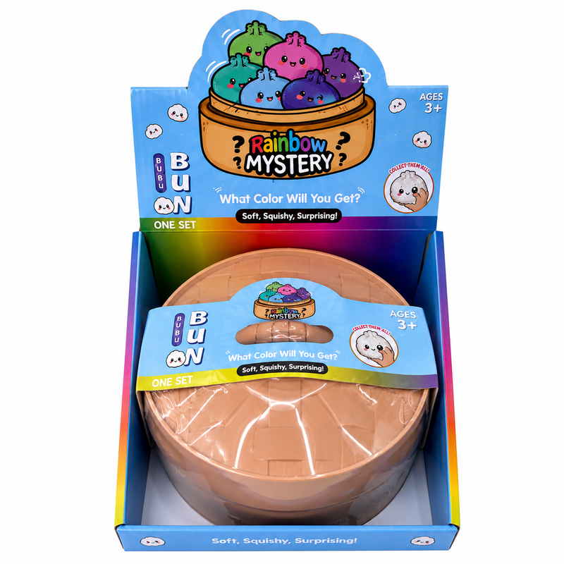 Giant Bun Squish Glitter In Steamer Mixed Colour 19cm