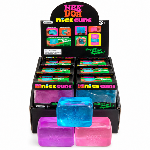 Mixed-colour ice cube squishy measuring 6 x 6 cm