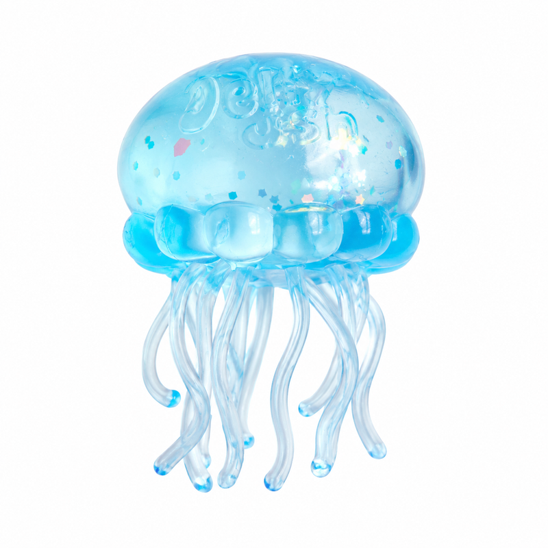 Ice cube jellyfish squeeze toy measuring 8.5 cm