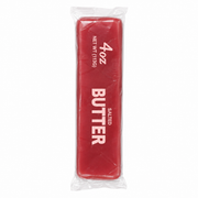 A 4 oz block of red salted butter in clear plastic packaging, with white text reading '4 oz', 'NET WT (119g)', and 'BUTTER SALTED'. – thumbnail
