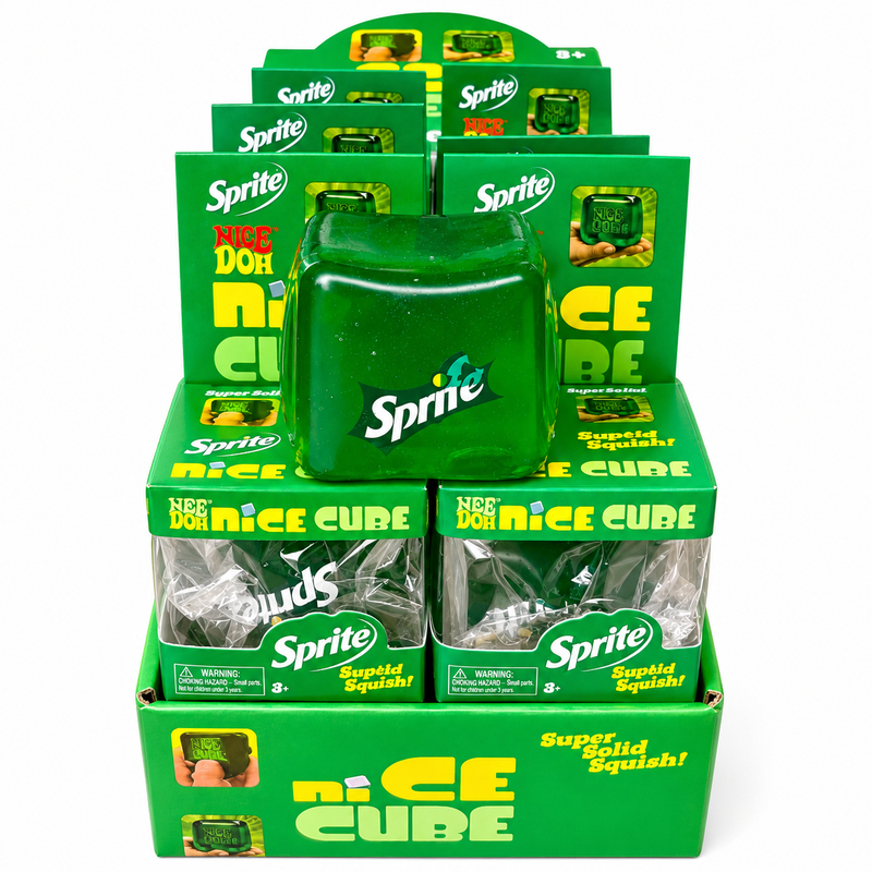 Sprite themed ice cube squishy toy 6x6cm