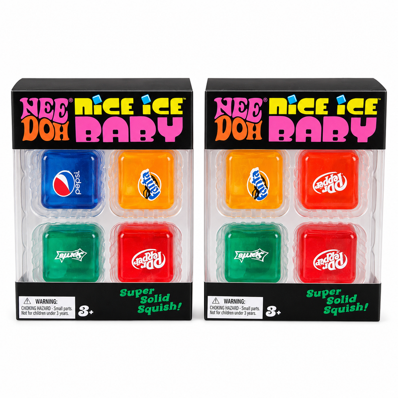 Four pack drink themed ice cube squishy toys