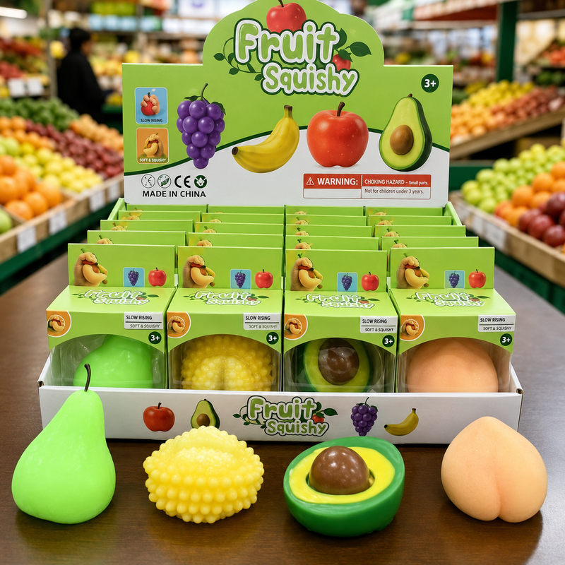 Assorted fruit shaped squishy toy 10cm