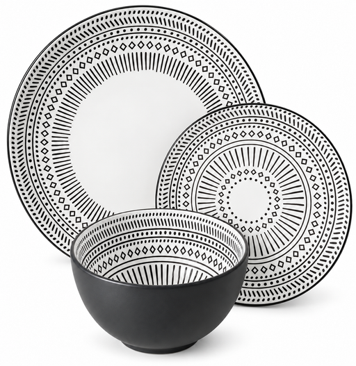 12 piece stoneware dinner set for four
