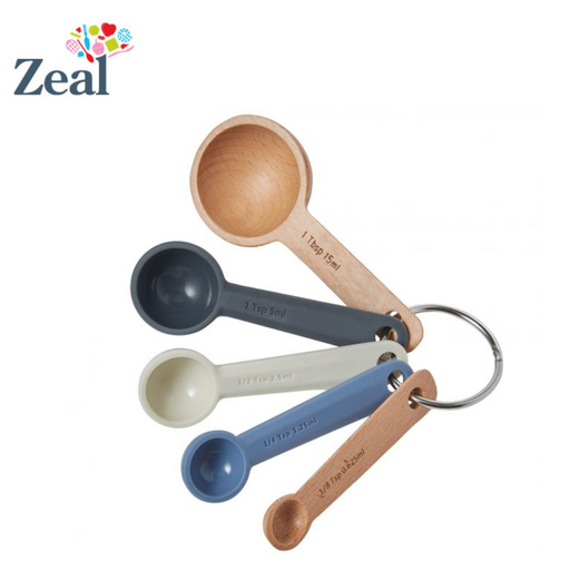 Zeal Cosy Silicone/Wood Measuring Spoon Set 5pk