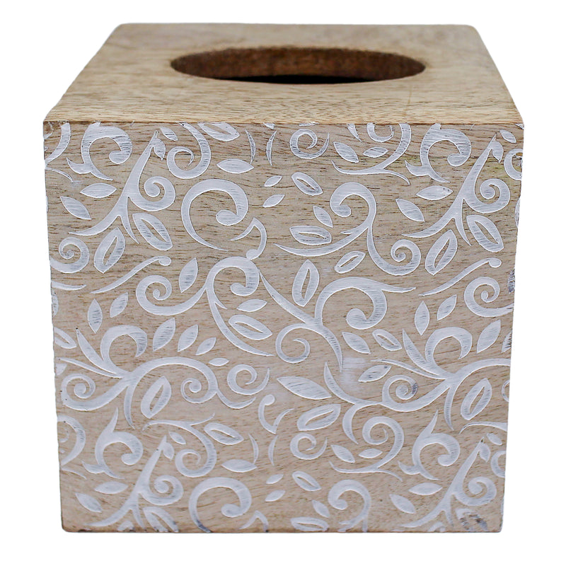 Wood Bloom Tissue Box 14x14