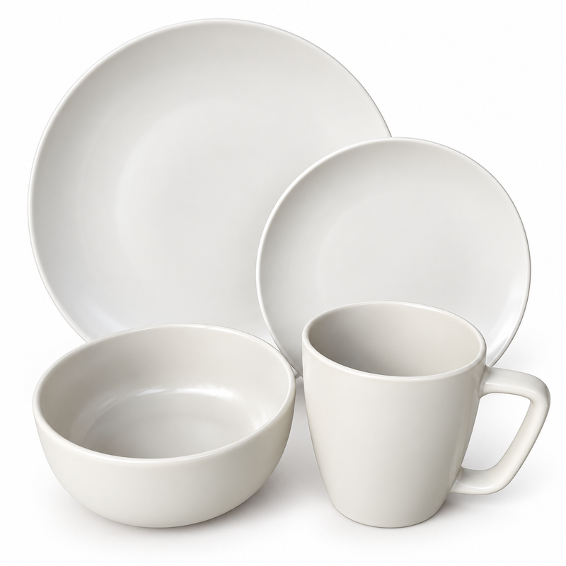 16 piece stoneware dinner set for four place settings