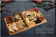 Ronis acacia grazing board box showing slide-out section and ceramic dishes for charcuterie – thumbnail