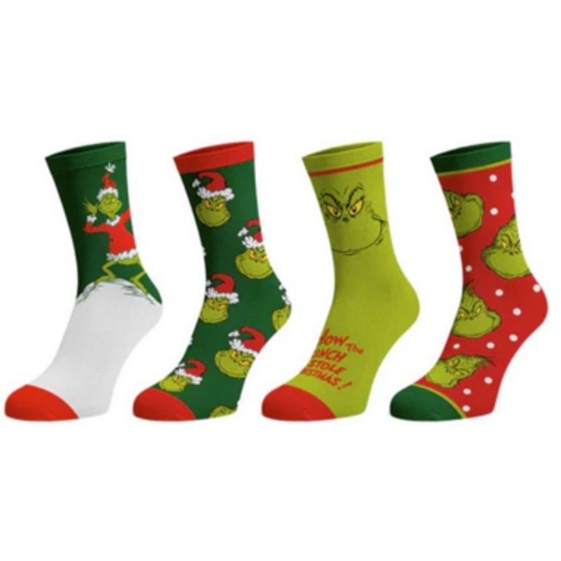 Adults Xmas Green Monster Sock 4 Asstd