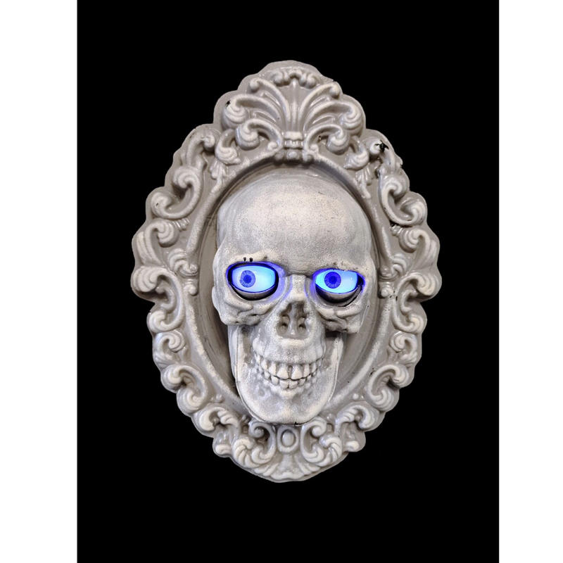 Animated Moving Eyes Skull Frame Battery Operated 38Cm