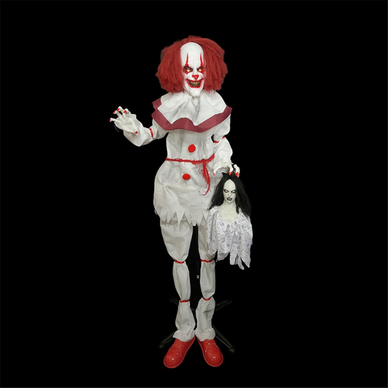 Animated Standing Evil Clown Holding Child 170cm 
