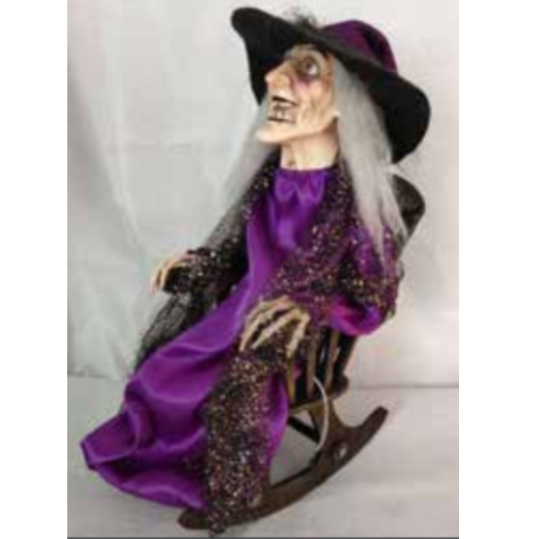 Animated Witch on Rocking Chair – Battery Operated Halloween Decoration ...