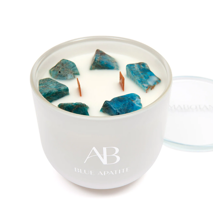 Aromabotanical Crystal Infused Candle 340g - Blue Apatite