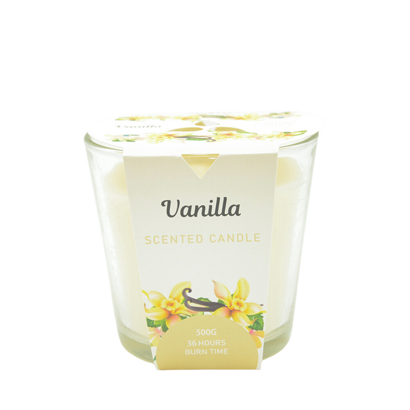 Aromart Glass Candle D13.5X12.5Cmh 500G Cream Vanilla Scented