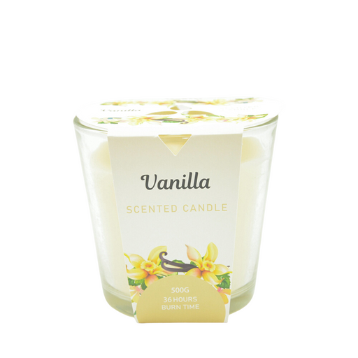 Aromart Glass Candle D13.5X12.5Cmh 500G Cream Vanilla Scented
