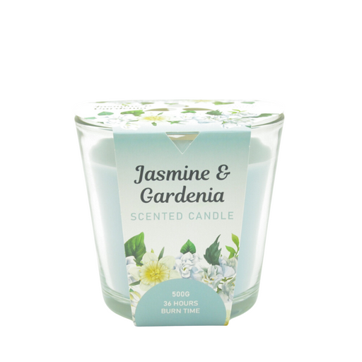 Aromart Glass Candle D13.5X12.5Cmh 500G Gray Jasmine & Gardenia Scented