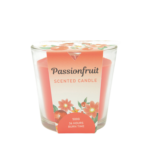 Aromart Glass Candle D13.5X12.5Cmh 500G Red Passionfruit Scented