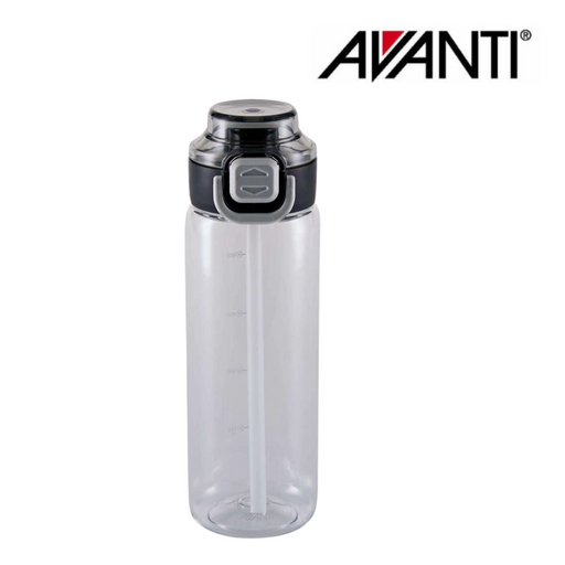 Clear Avanti Hydroactive Tritan Water Bottle 800ml with leak-proof screw-top lid.