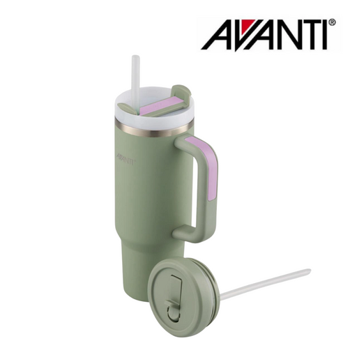 Avanti Hydroquench Insulated Tumbler 1L Agave with Two Lids – Stainless Steel