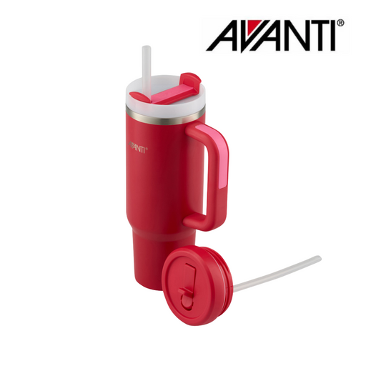 Avanti Hydroquench Insulated Tumbler 1L Flame Red with Two Lids – Stainless Steel