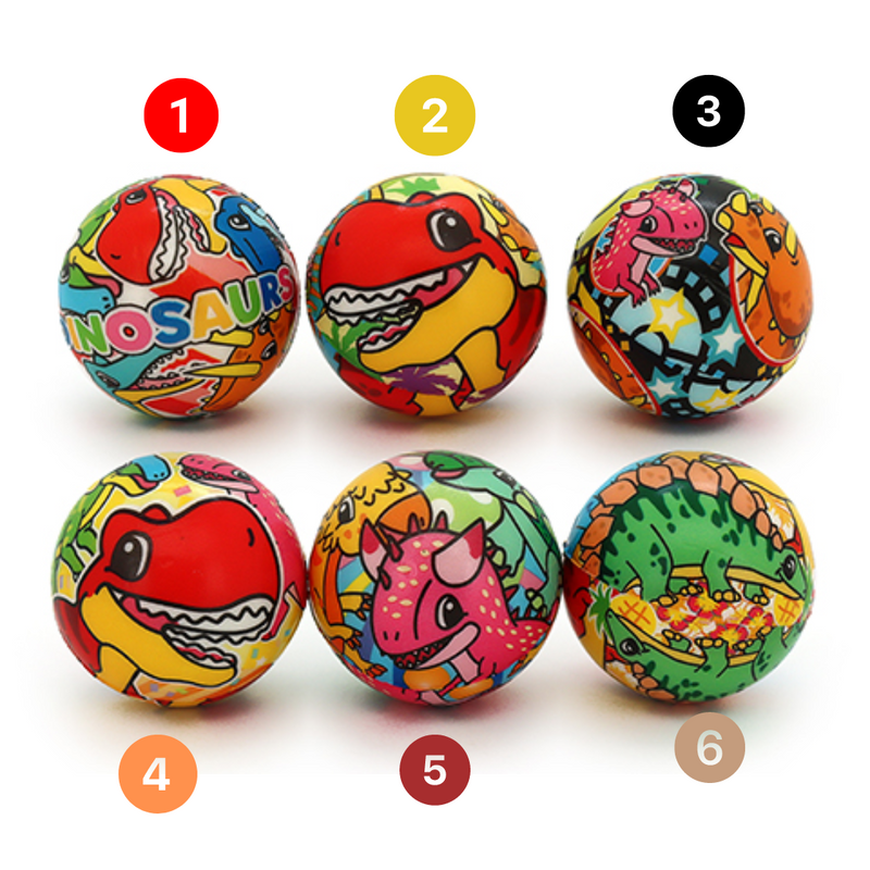 BALLS DINOSAUR STRESS BALL 63mm 6 ASSTD 