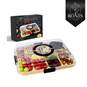 Ronis bamboo grazing board with clear dome cover retail box showing compartment serving tray – thumbnail