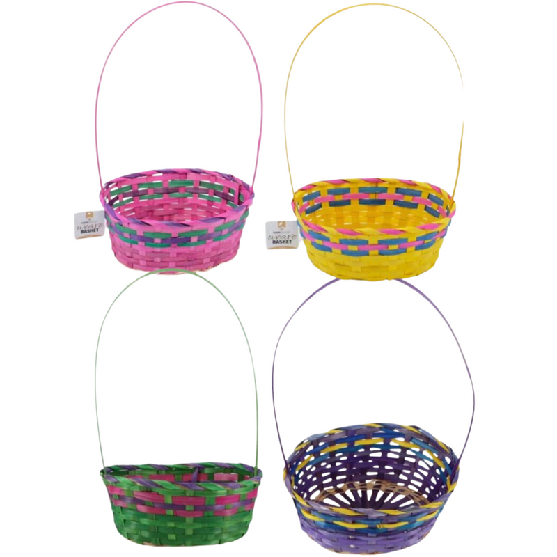 Basket Oval Weave With Handle Assorted