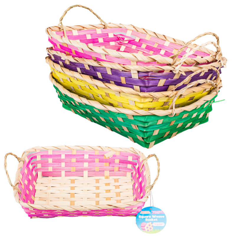  Basket Square Weave With Handles Assorted