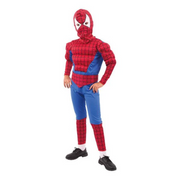 Red and Blue Superhero Jumpsuit with Mask