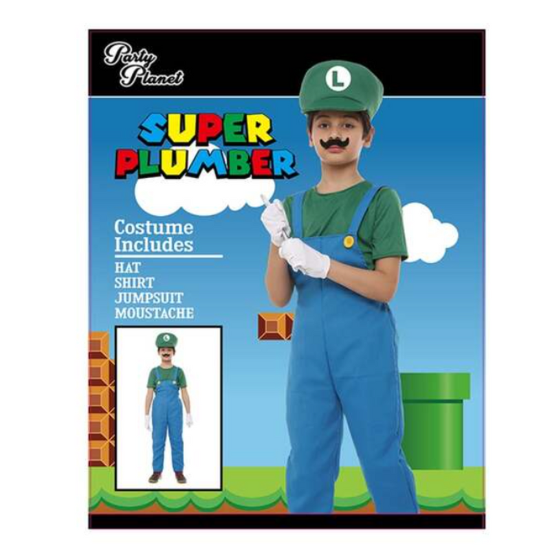 Costume Kids Plumber Green XX-Large 11-12 yrs old