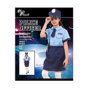 Girl Policewoman Costume-Including Shirt, Skirt, Hat, Tie, Size XXLarge 11-12Yo, Height Approx. 152cm, Waist Approx. 64cm – thumbnail