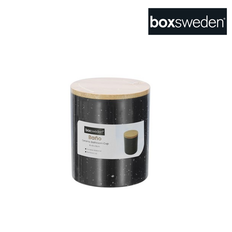 Boxsweden Bano Ceramic Bathroom Cup 8X8X10Cm Black Speckle