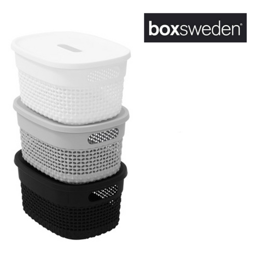 Boxsweden Boston Basket With Lid Sml23X16.5X12Cm
