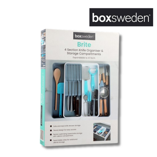 BOXSWEDEN BRITE 4 SECTION KNIFE ORGANISER & STORAGE COMPARTMENTS