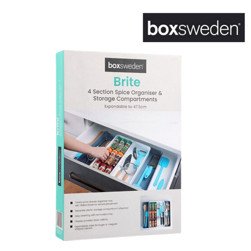 BOXSWEDEN BRITE 4 SECTION SPICE ORGANISER & STORAGE COMPARTMENTS