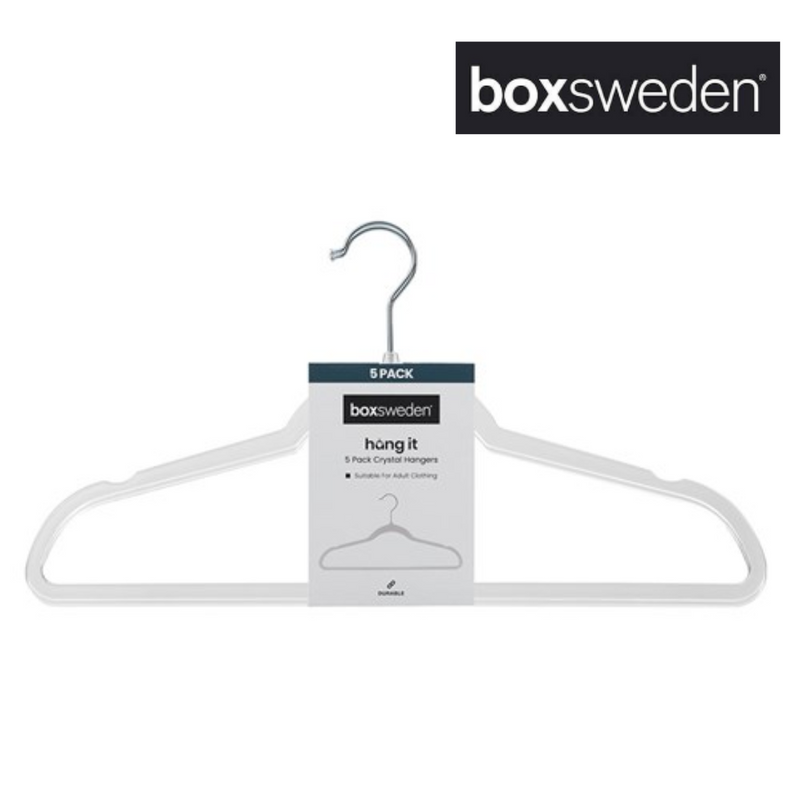 BOXSWEDEN CLEAR HANGER PKT 5 45CM