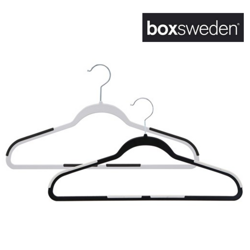 BOXSWEDEN PLASTIC ANTI-SLIP HANGERS 10PK 45CM 2 ASSTD