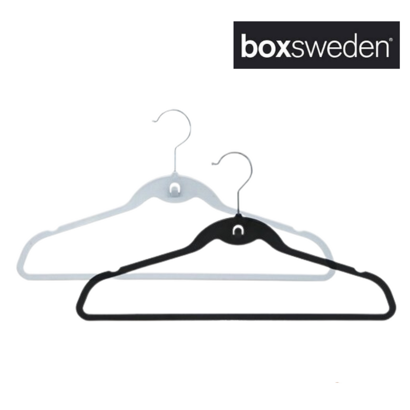 BOXSWEDEN PLASTIC SPACE SAVING HANGERS 10PK 45CM 2 ASSTD