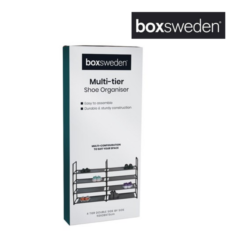 Boxsweden Shoe Rack 4 Tier Double 117X28X73Cm Stackable 8 Tier