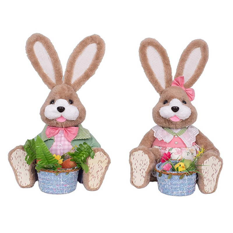 Boy And Girl Sitting Bunnies 39x24x27cm