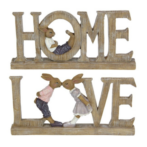 Bunny Rabbit on Decal Love/Home Plaque Assorted