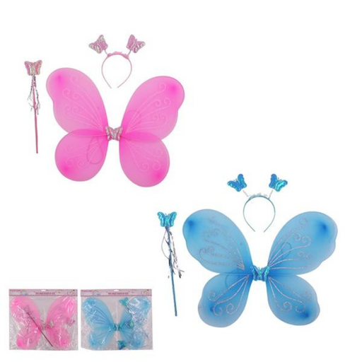 Butterfly Kit-Headband Wings Wand 3Pc 2 Assorted